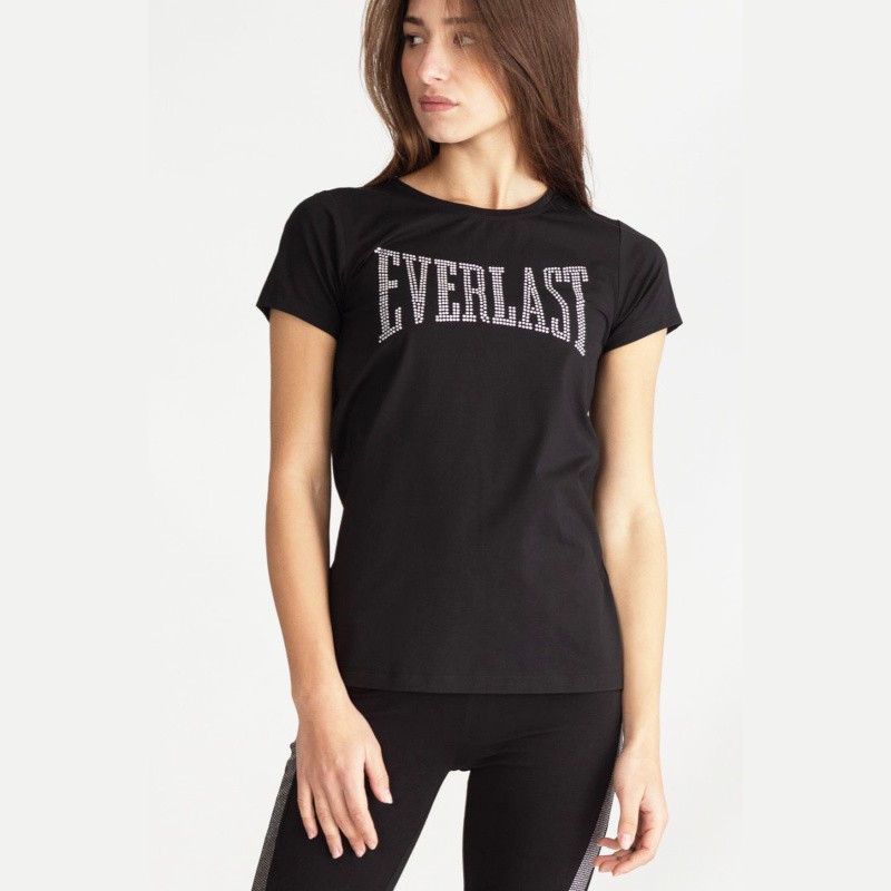 Everlast T-shirt jersey logo strass black donna | Nones Sport