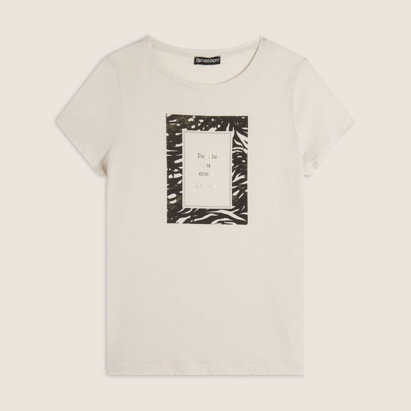 T-shirt con stampa e borchie - col. ZAN116