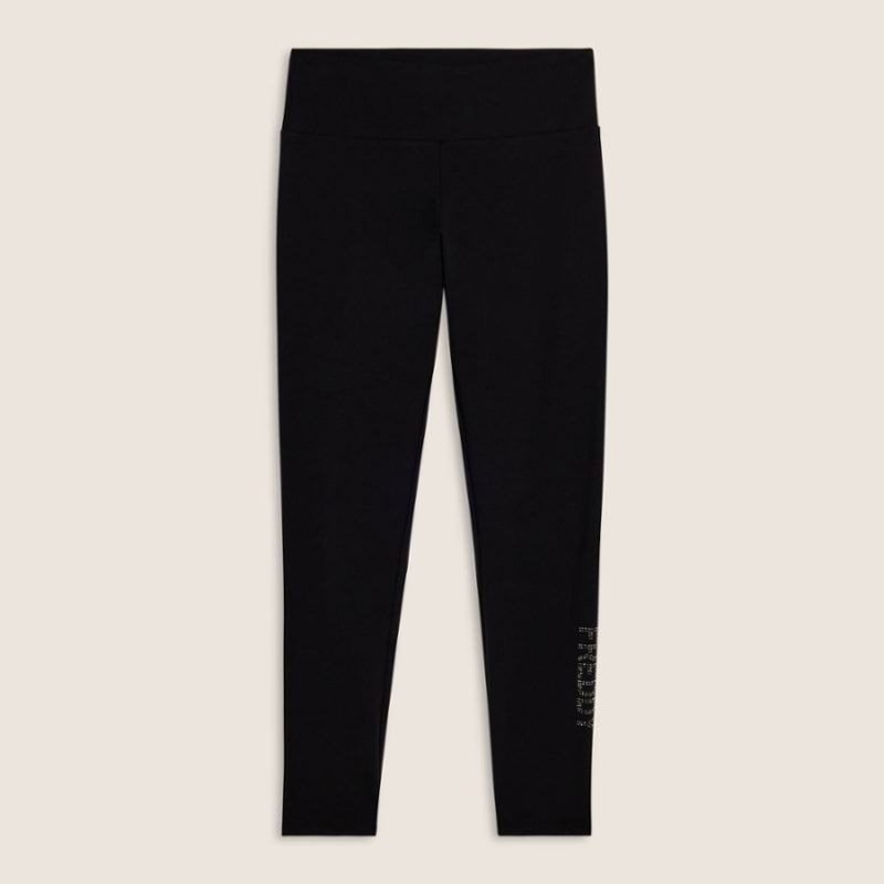 Leggings 7/8 a Vita Alta con Logo in Borchie - col. N