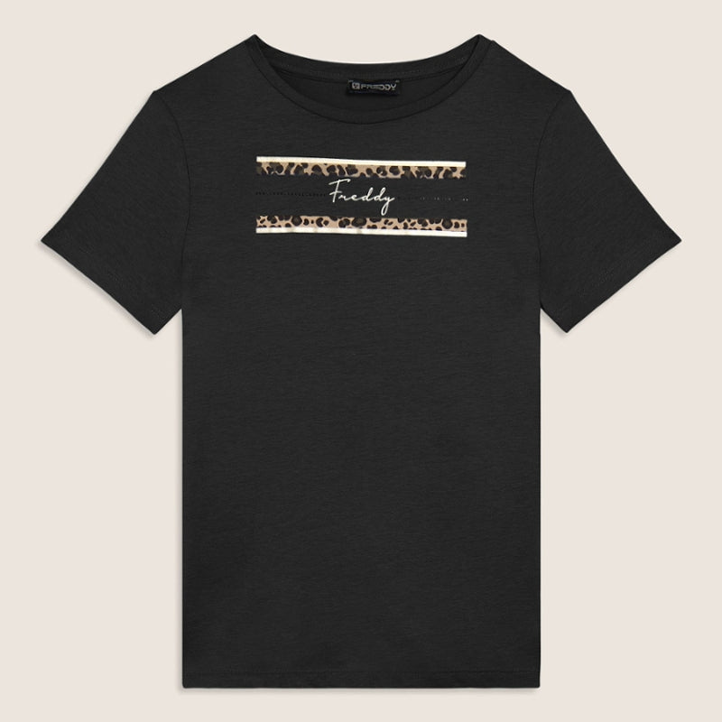 T-shirt con Stampa Animalier - col. N