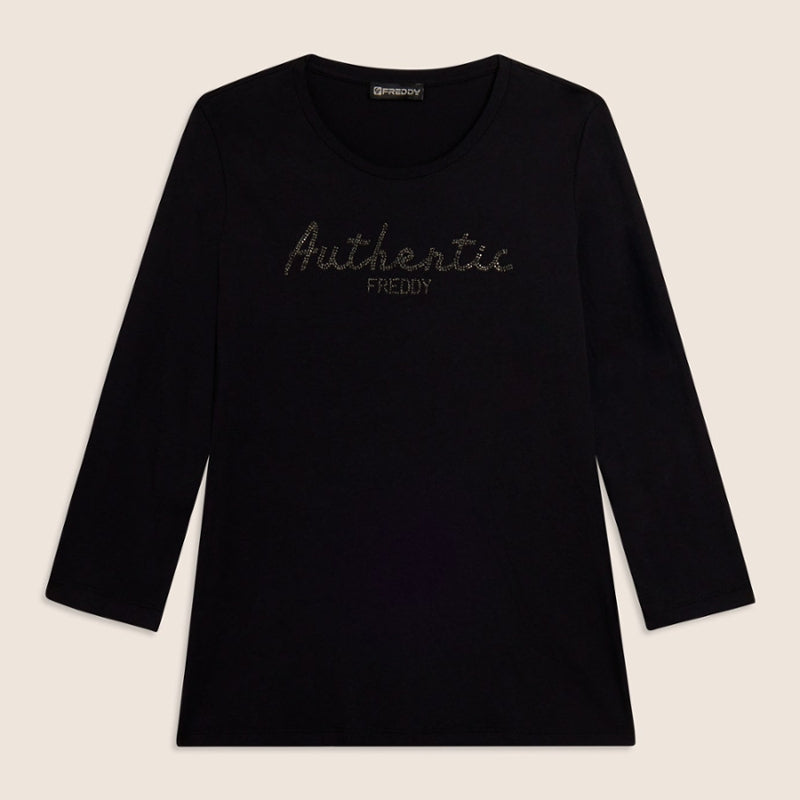 T-shirt con Maniche a 3/4 - col. N