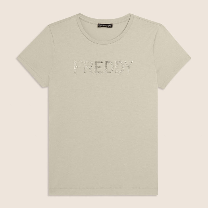 T-shirt con Logo in Strass - col. W72